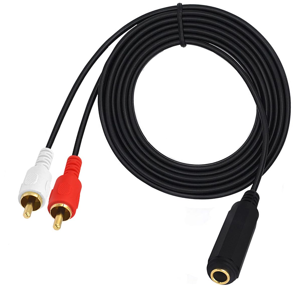 HUHANGGod 6.35mm to RCA Splitter Cable, Gold Plated 6.35 TRS Female to Dual RCA Male Stereo Audio Adapter Lead (1.5 meter) - Image 2