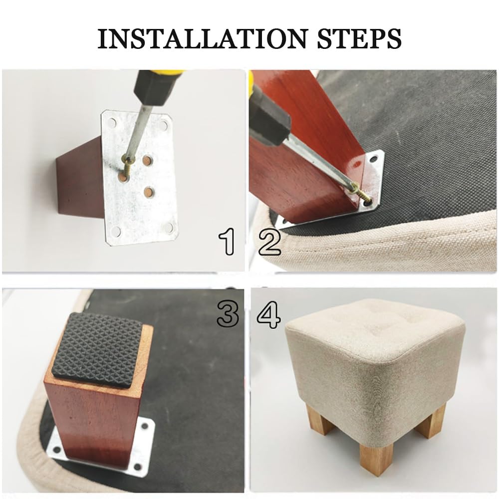 Genérico Patas De Apoyo Cuadradas De Madera: Patas De Repuesto DIY para Cama, Sofá Seccional, Cómoda, Sillón Reclinable Y Mesita De Noche(Crabapple,15cm/5.9in)