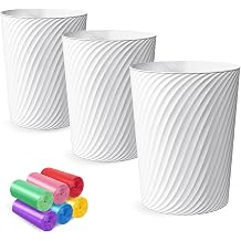 Small Trash Can 3 Pack 1.8 Gallons, Bathroom Trash Can & Garbage Can with 6 Trash Bags, Bedroom Trash Bin & Waste Basket for Office, Bedroom, Living Room, Kitchen, Compact Space
