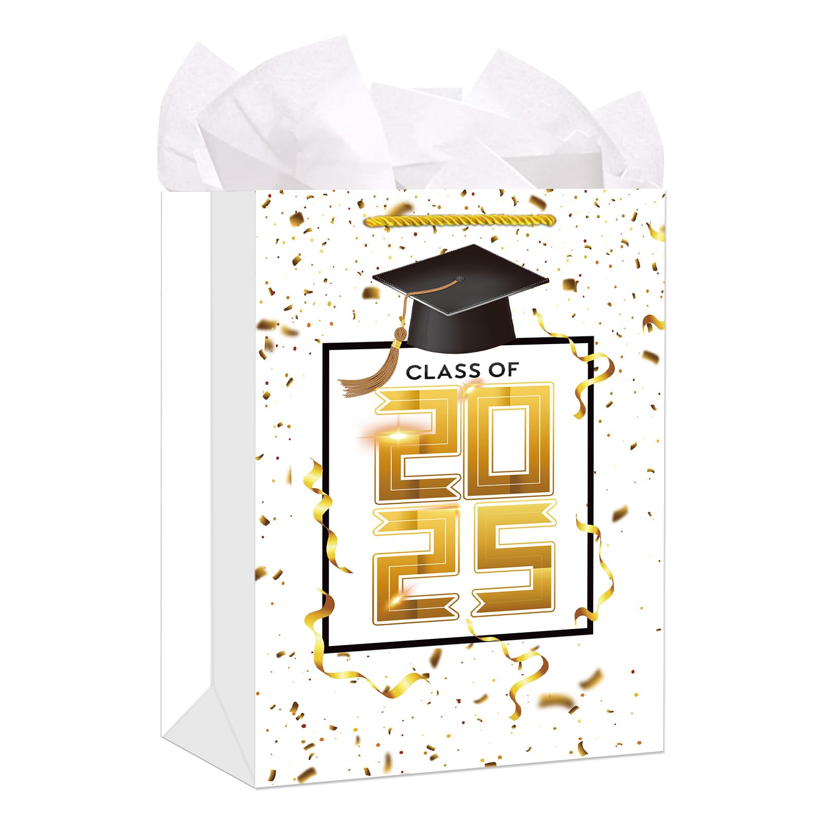 FLYAB Class of 2025 Graduation Gift Bags - 13" Large Congratulations Bag with Tissue Paper Handle for High School College Graduates Grad Party Favors School Celebrations B4