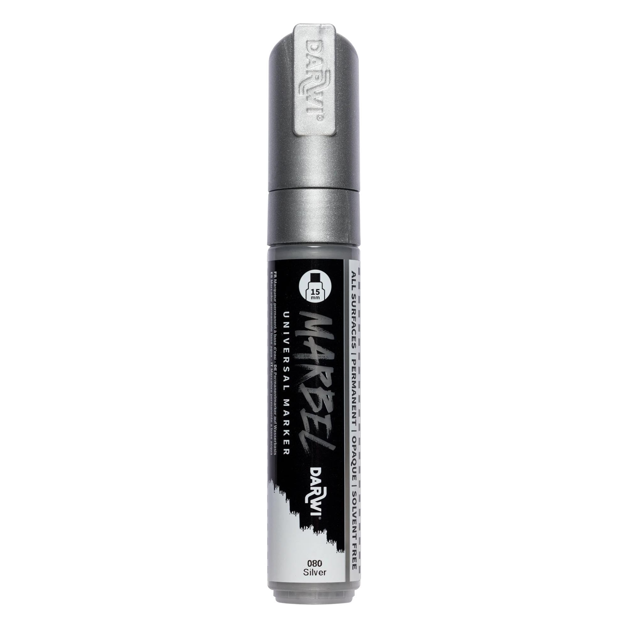 Marbel DA0232015080C - Universal Marker w/15mm Wide Rectangular Tip, Silver