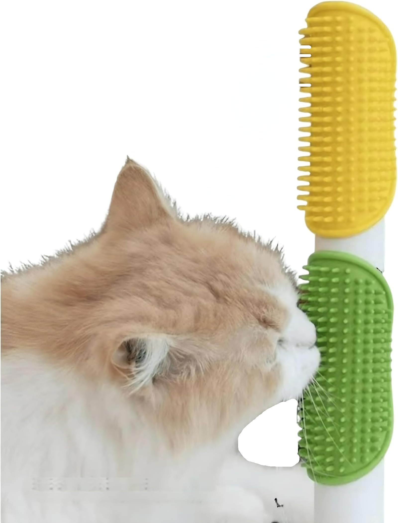 Cat Scratching Interactive Leg Wrap Grooming Tool for Kitty Massage Corner Silicone Wall-Mounted Scratcher Fun Pet Scratch Pad Toy (2 Yellow+2 Green)