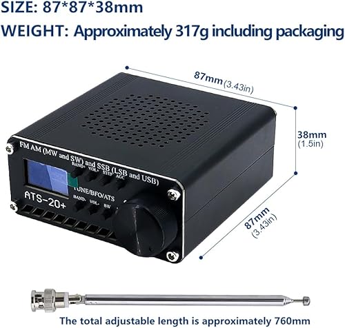 Miniatura 4 de Generic Shortwave Radios Portable AM FM TS-20+ Si4732 Multi-Band Radio Receiver LW SW World Band Receiver with Antenna,ABS Case Portable Shortwave