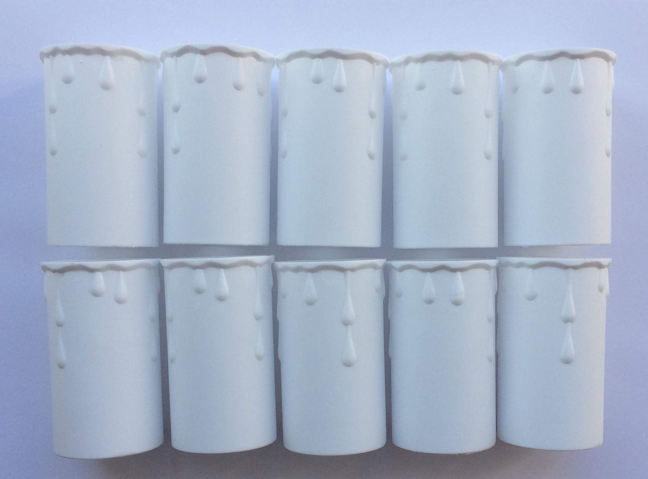 10 x White Candle Drips/Tubes/Sleeves/Candledrips/Plastic - 70mm x 37mm