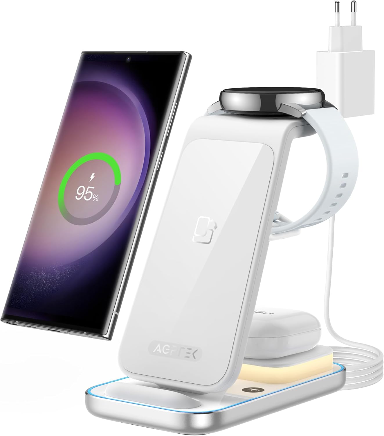 Galaxy S5 Zubehör Induktive Ladestation Mit Case AGPTEK 3 in 1 Wireless Charger, Induktive Ladestation für Samsung