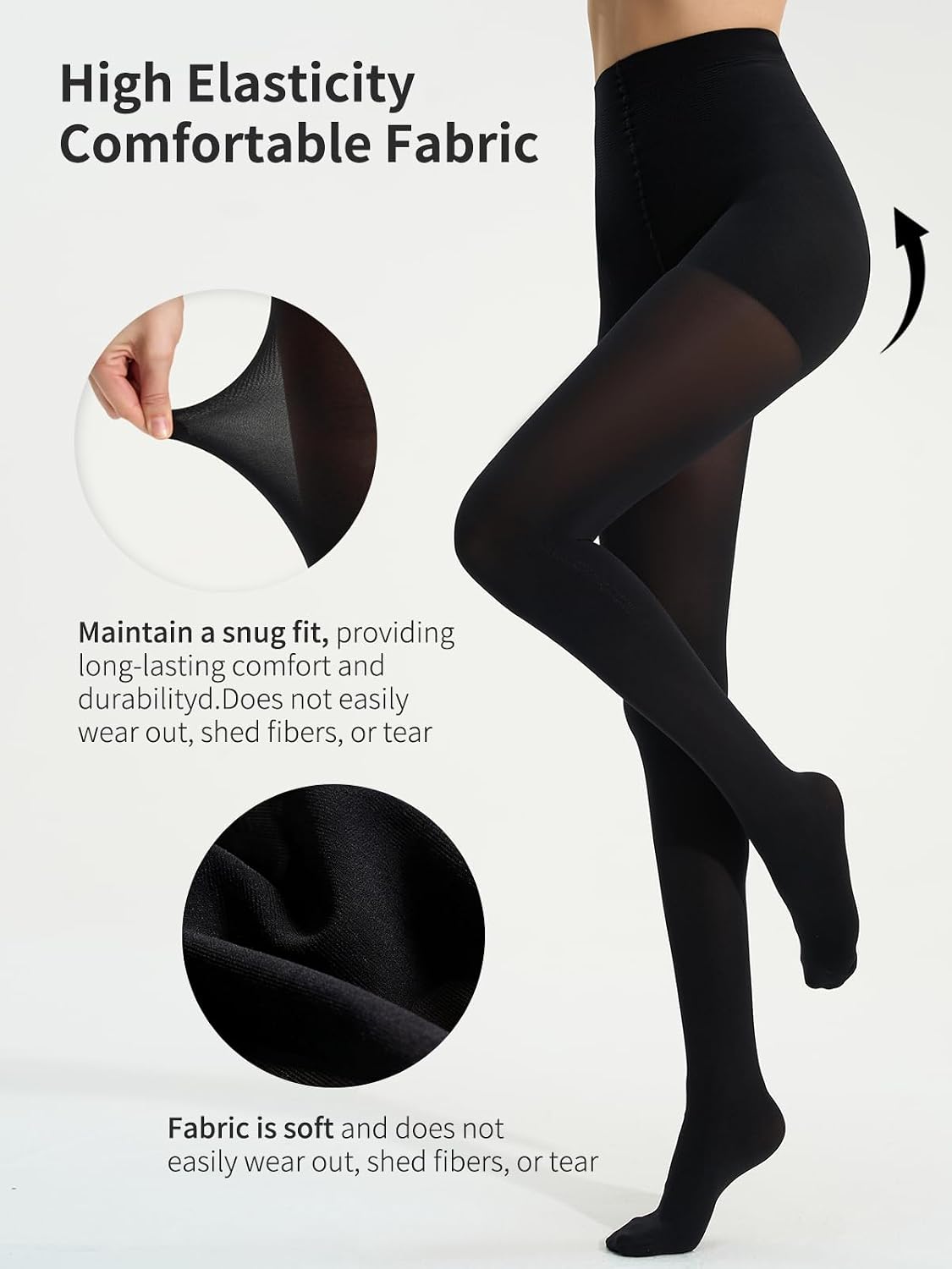 Yilanmy 2 Pairs Compression Pantyhose for Women,80D Opaque Tights Control Top Light Support Hose Shaping Tights