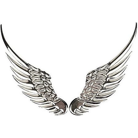 Amazon E Fly 3d 立体エンブレム 金属 ステッカー 翼 ウィング 天使の羽 シールおしゃれ ドレスアップ シルバー ステッカー デカール 車 バイク