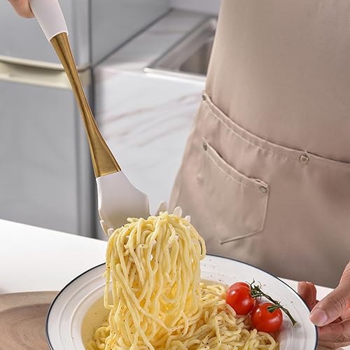 Miniatura 5 de 8 utensilios de cocina de silicona con mango dorado fuerte, esenciales de cocina de goma para el hogar y apartamento, espátula de silicona para