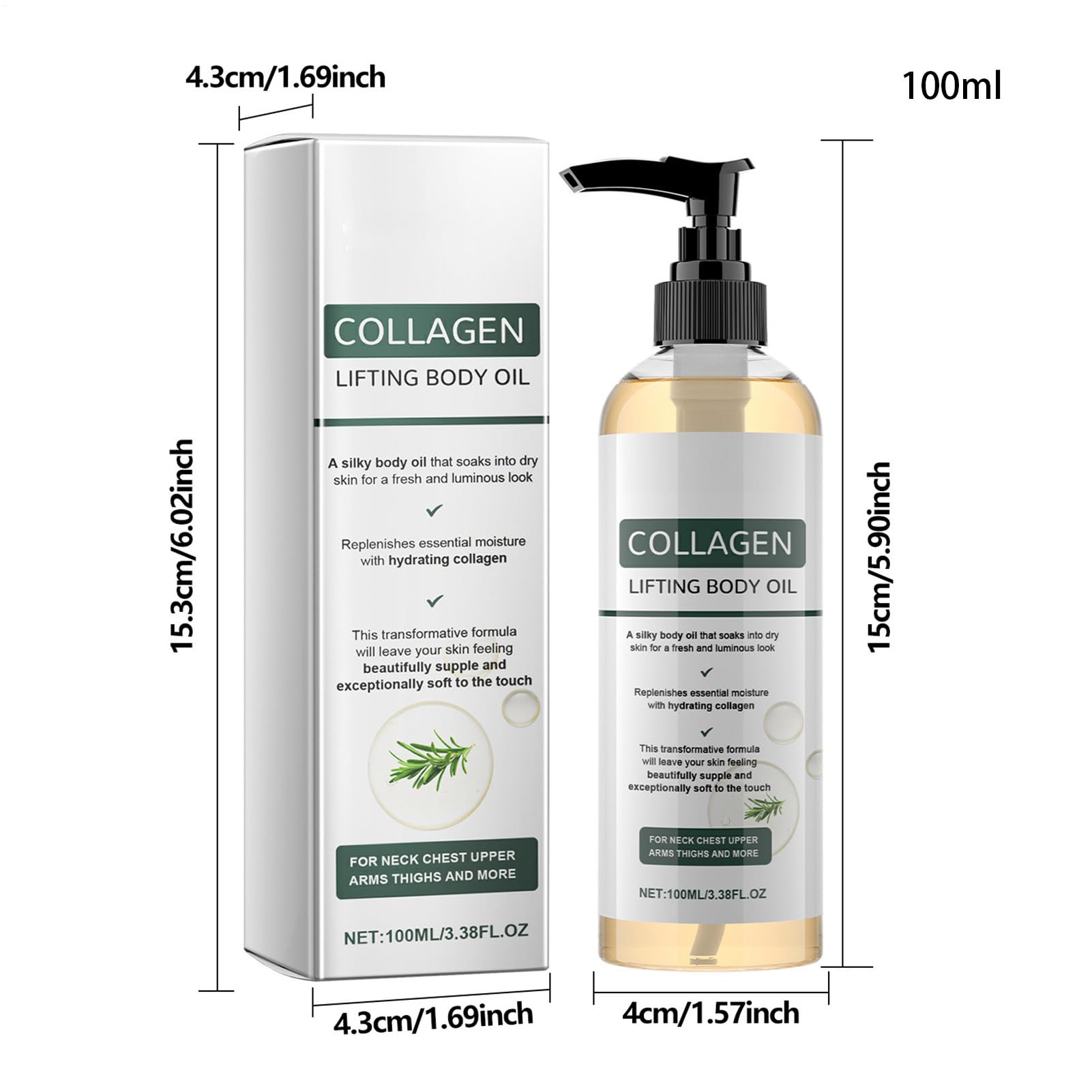 2pcs A-ceite Corporal Lifting Con Colágeno - 100ml A-ceite Corporal Nutritivo, AceitePara El Cuidado De La Piel Para Cicatrices, Arrugas Y Estrías En Cuello, Pecho, Brazos, Piernas Abdomen — view 7