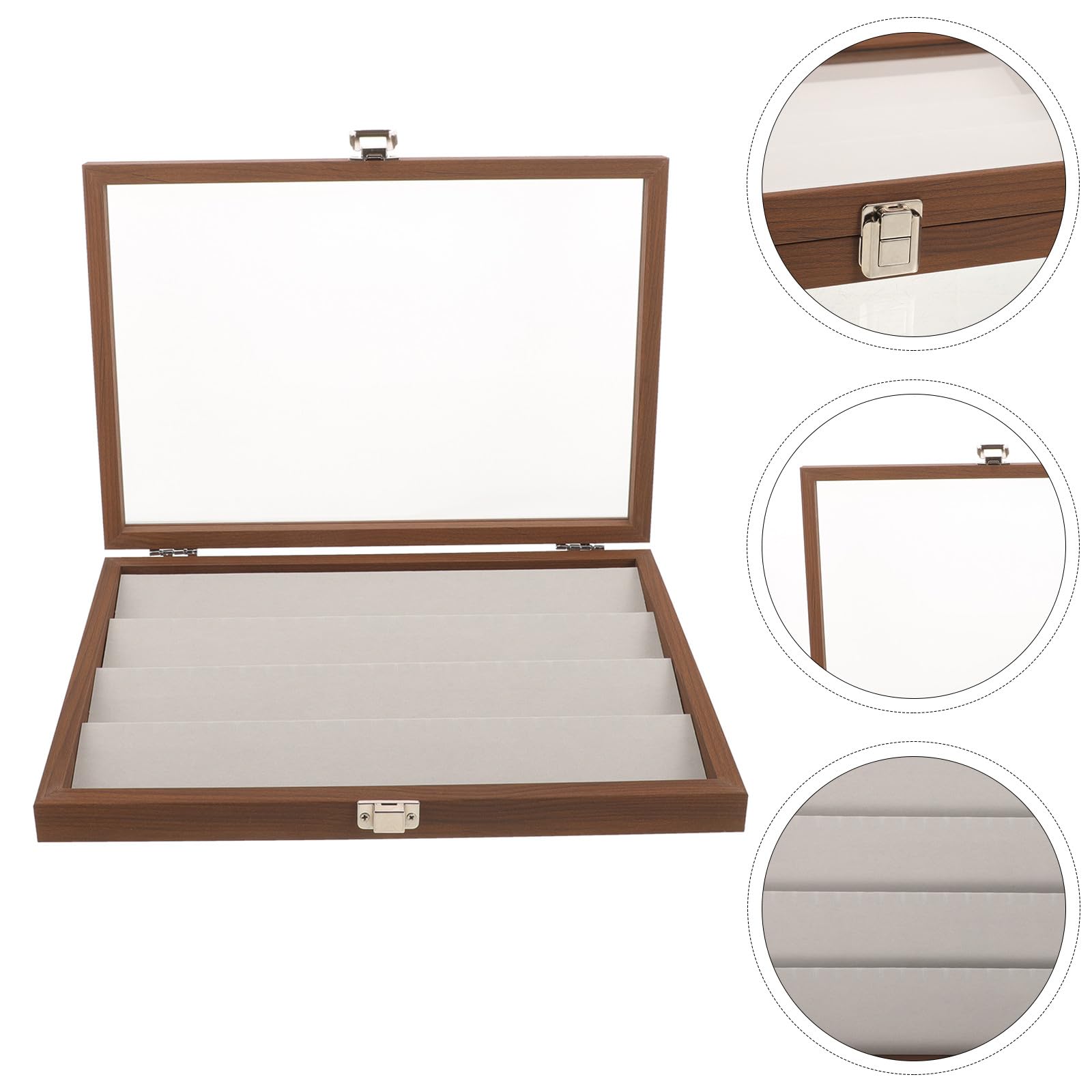 Amosfun Joyero de Madera Multifuncional 360x251x50mm para Exhibir y Organizar Anillos, Pendientes y Collares, Contenedor de Exhibición de Joyas Práctico y Compacto para Uso Diario