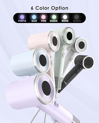 Miniatura 7 de Secador de pelo, secador de pelo de secado rápido de alta velocidad, secador portátil de iones negativos con motor sin escobillas de 110000 RPM,