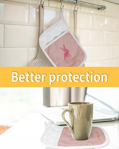 Miniatura 7 de Easter Farmhouse 5Pcs Pot Holders for Kitchen, Non Slip &amp; Heat Insulation Terry Cloth Potholder Set with Pocket, Thick Hot Pad Oven Mitts Trivet