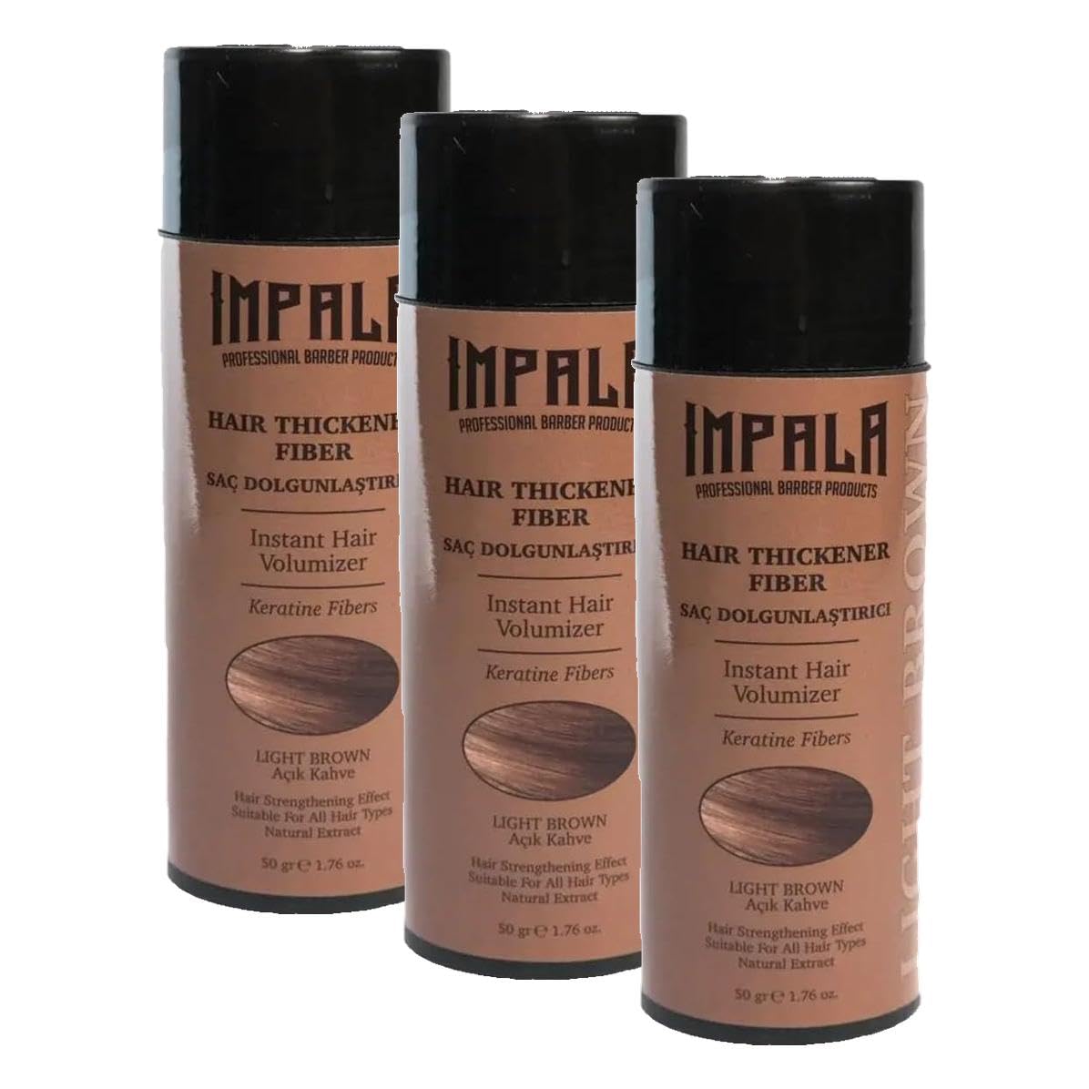 IMPALA Saç Dolgunlaştırıcı Toz Açık Kahve 50 gr (3 paketi)