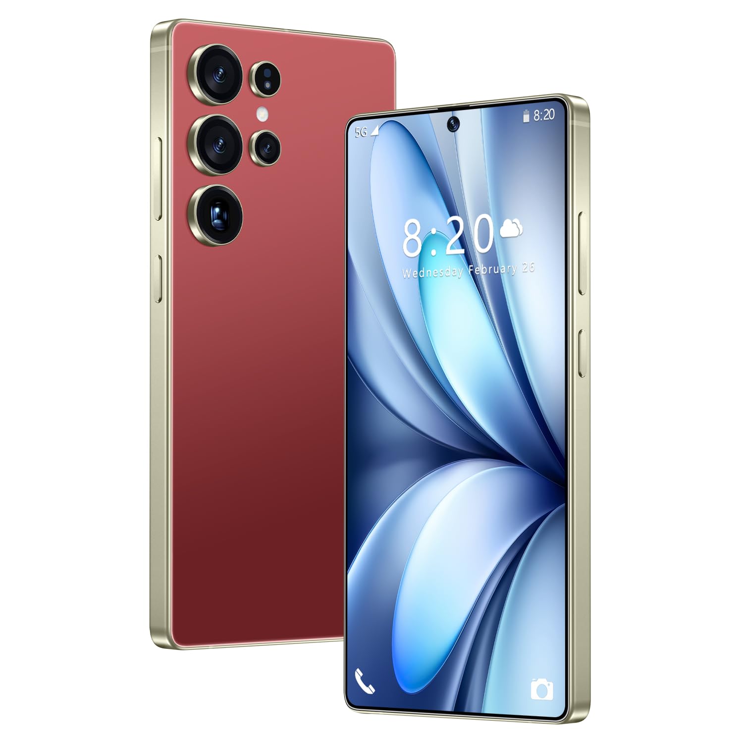 Smartphone S26 Ultra, 16 GB 1 TB, Batteria Da 8000 MAh, Android 14, Fotocamera Impermeabile Da 72 MP 108 MP, Telefono Cellulare Da Esterno Sbloccato Da 7,3 Pollici, Slot Per 3 Schede 5G NFC,Red-7.