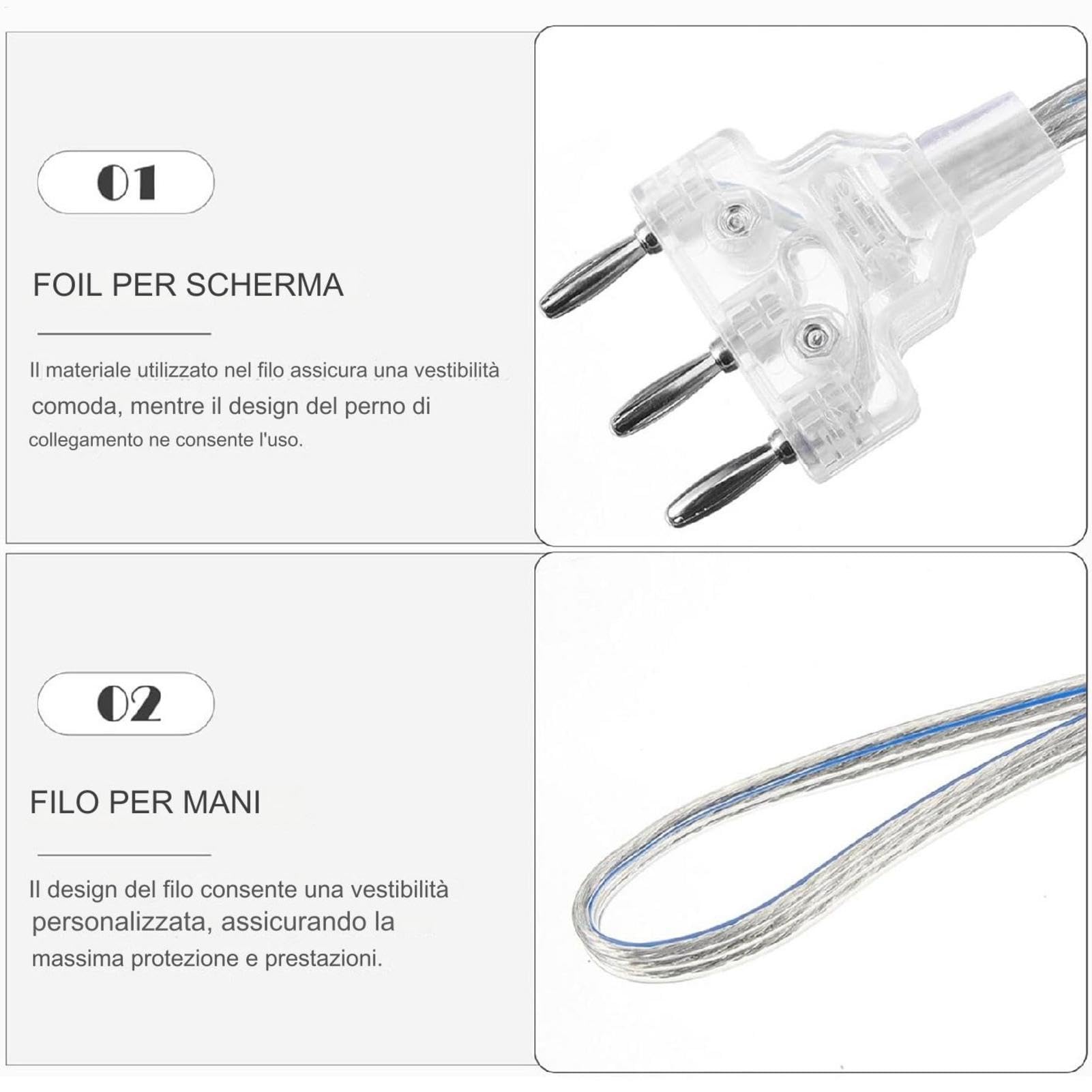 Kabel für manuelle Abschirmung – Stiftstecker leichtes Kabel für den Körper aus Edelstahl | für flexible Abschirmung mit Säbelschnur für Blume und Fechten