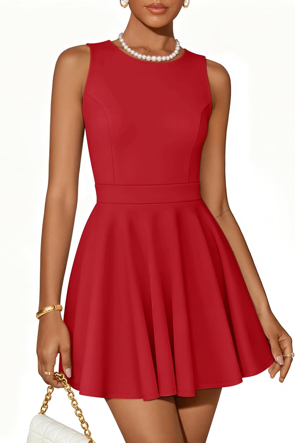 ZESICA Womens Summer Cocktail Party Mini Dress 2026 Spring Elegant Sleeveless Crewneck A-Line Short Date Night Prom Dresses