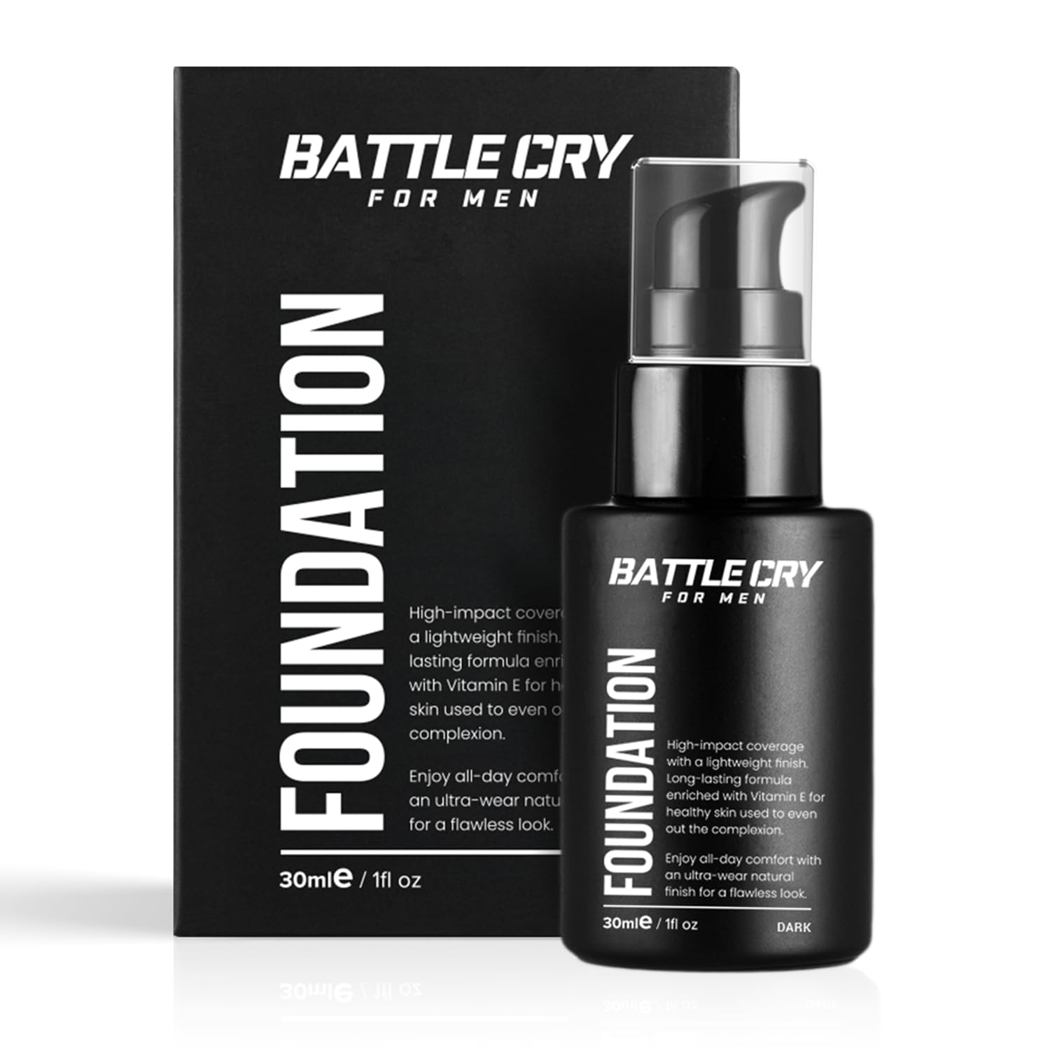 Lightweight Liquid Matte Foundation For Men, Long Lasting Full Coverage Liquid Foundation For Face Makeup, Hydrating Skin Corrector (Dark)