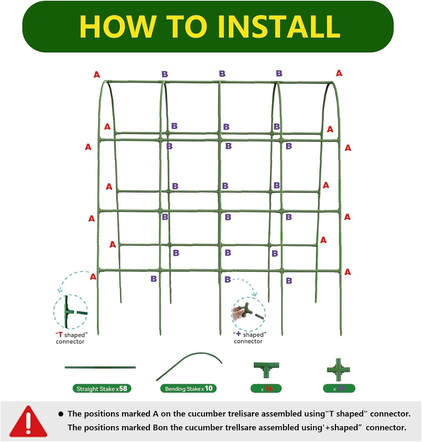 63" Tall Garden Trellis for Climbing Plants Outdoor Cucumber Trellis for Raised Beds Metal U-Frame Arch Tunnel Tomato Cage with Garden Netting for Garpes/Pea/Zucchini/Squash/Bean/Vines