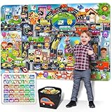 200 PCS Felt Board Story Set for Toddlers with Storage Bag City Car Traffic Themed 40 X 28 inch Teaching Wall Flannel Board Kit for Preschool Activity Early Learning Interactive Storytelling(Darkgrey)