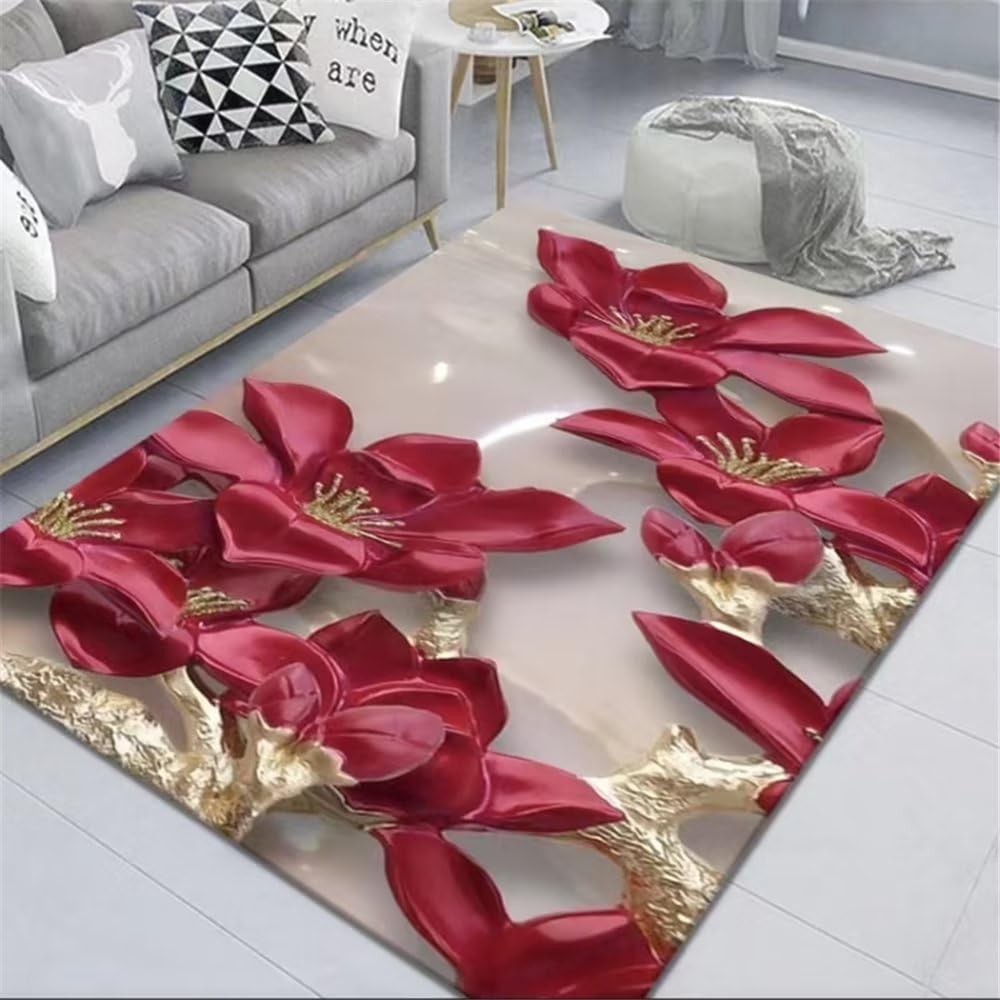 Moquette salon fleur rouge pour transformer l'ambiance de votre séjour