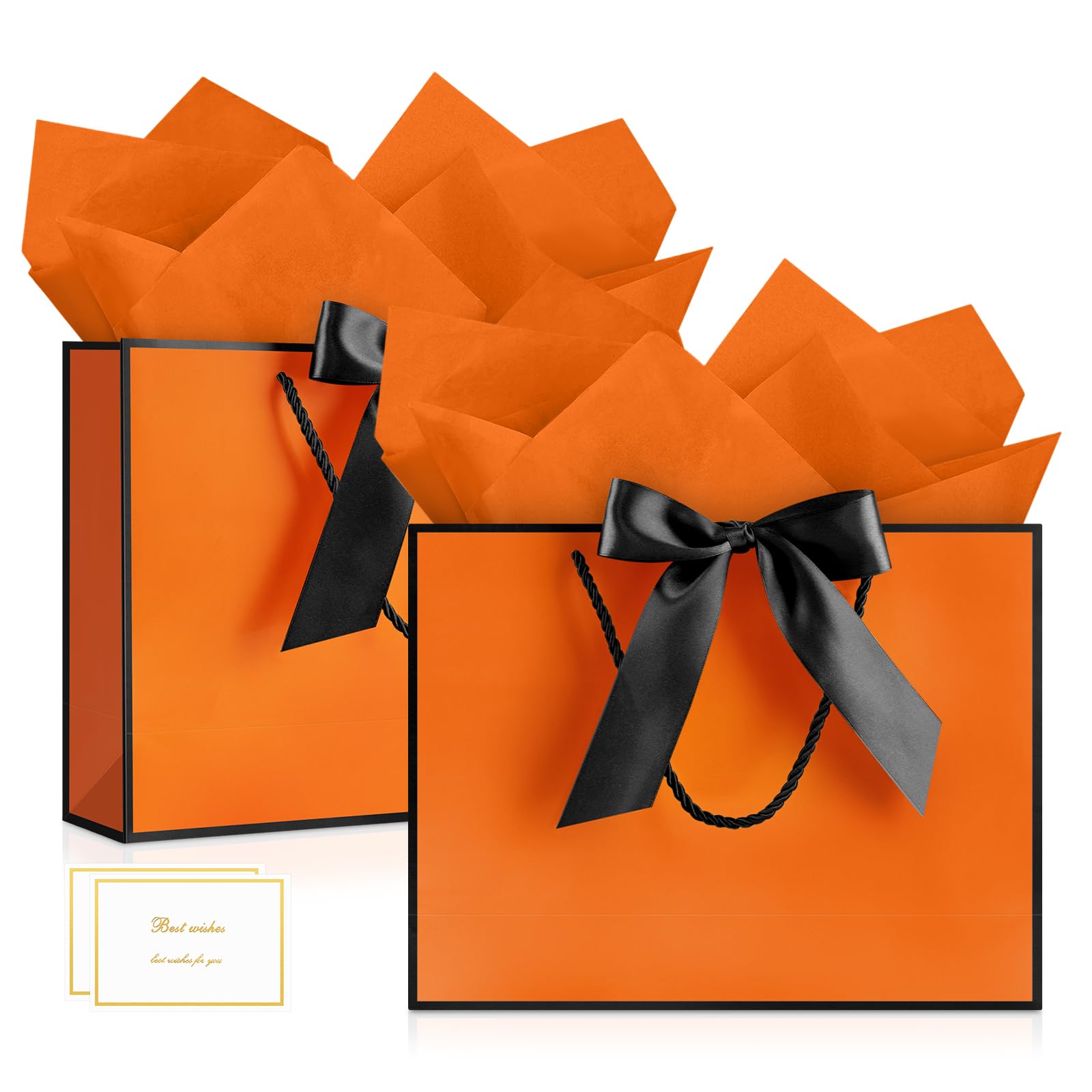 YoungTree Medium Orange Black Frame Gift Bag 28x20x10 cm 2-Pack — image 1