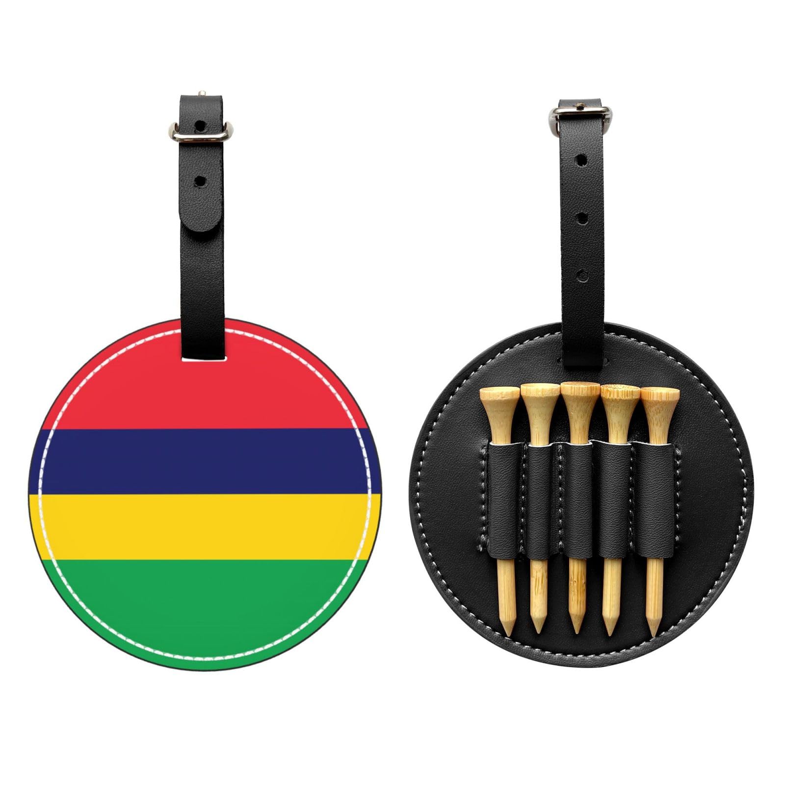 Flag of Mauritius Black Golf tee Storage Bag - Durable and wear-Resistant Golf Accessories