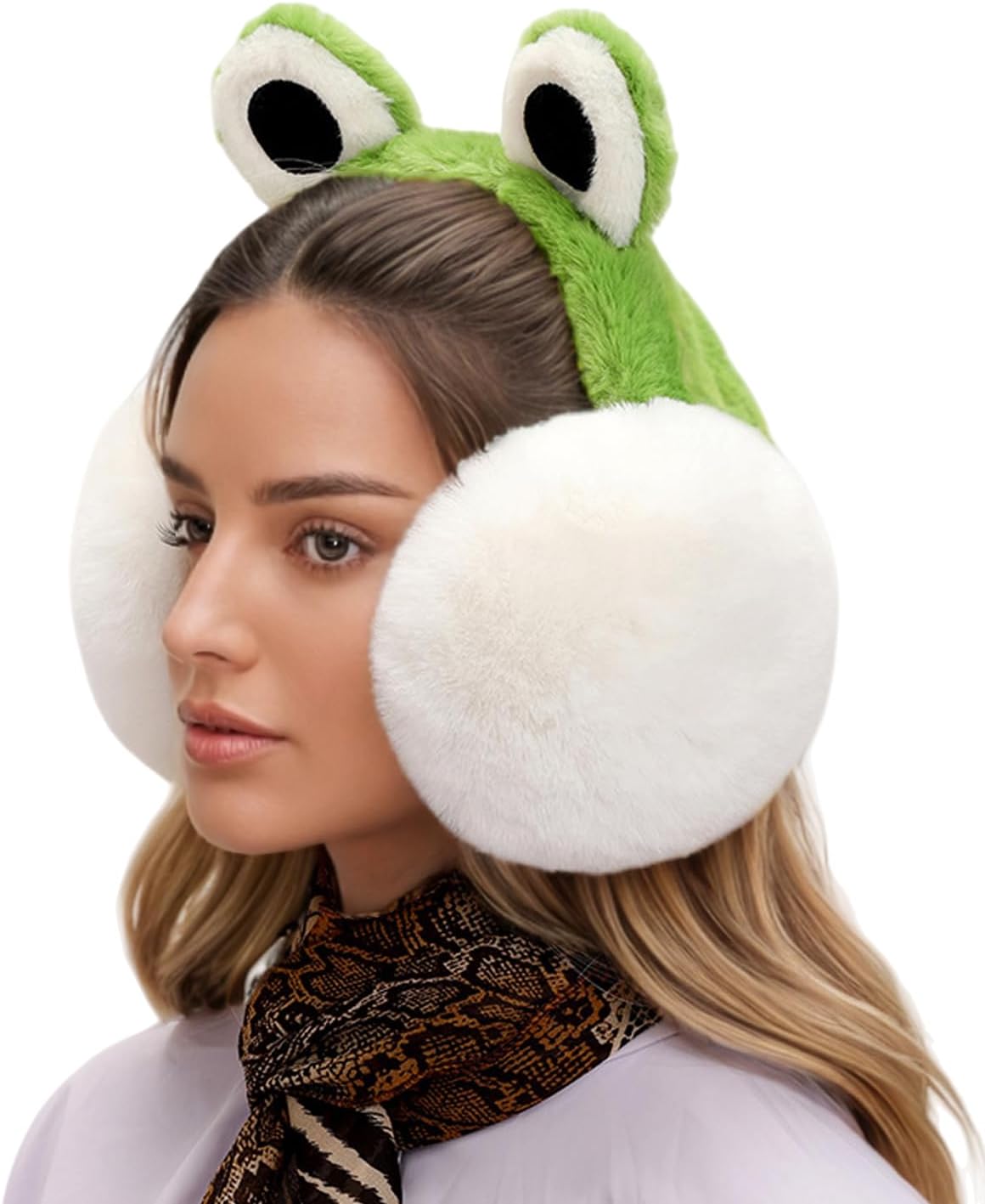 Cute Animal Frog Earmuffs Girls Women Winter Warm Ear Covers Foldable Fur Headband Earwarmer