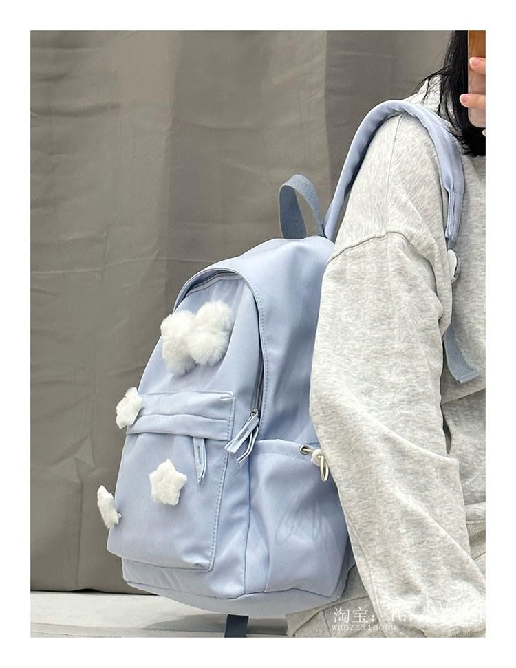 Y2K Backpack Star Backpack Preppy Backpack with y2k Accessories Cute Kawaii Backpack Kawaii Stuffs (blue)2