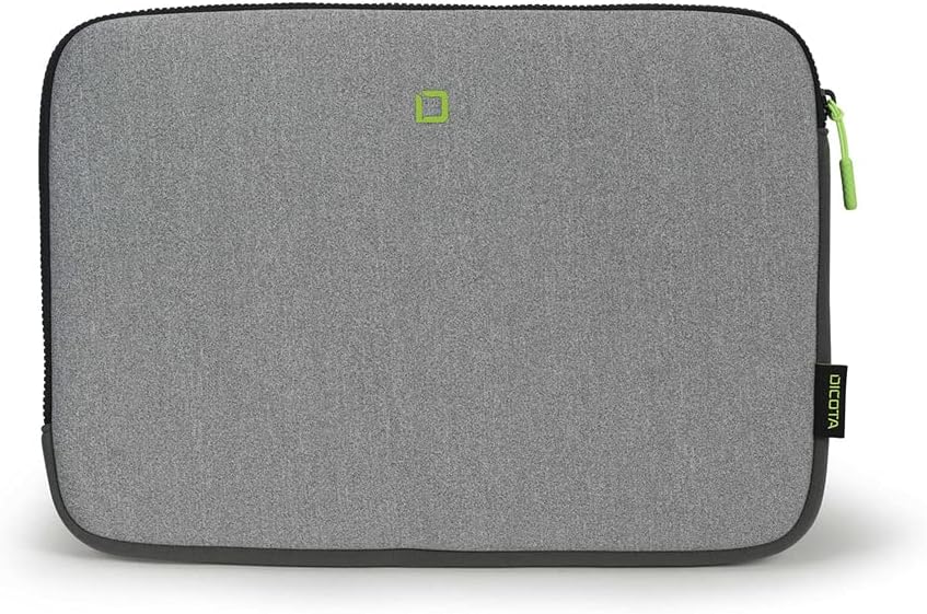Dicota Skin Case 13-14.1 Inch Flow Laptop Notebook Computer Tablet Bag Sleeve, Stretch Neoprene Sleeve Notebook Case, Grey/Green