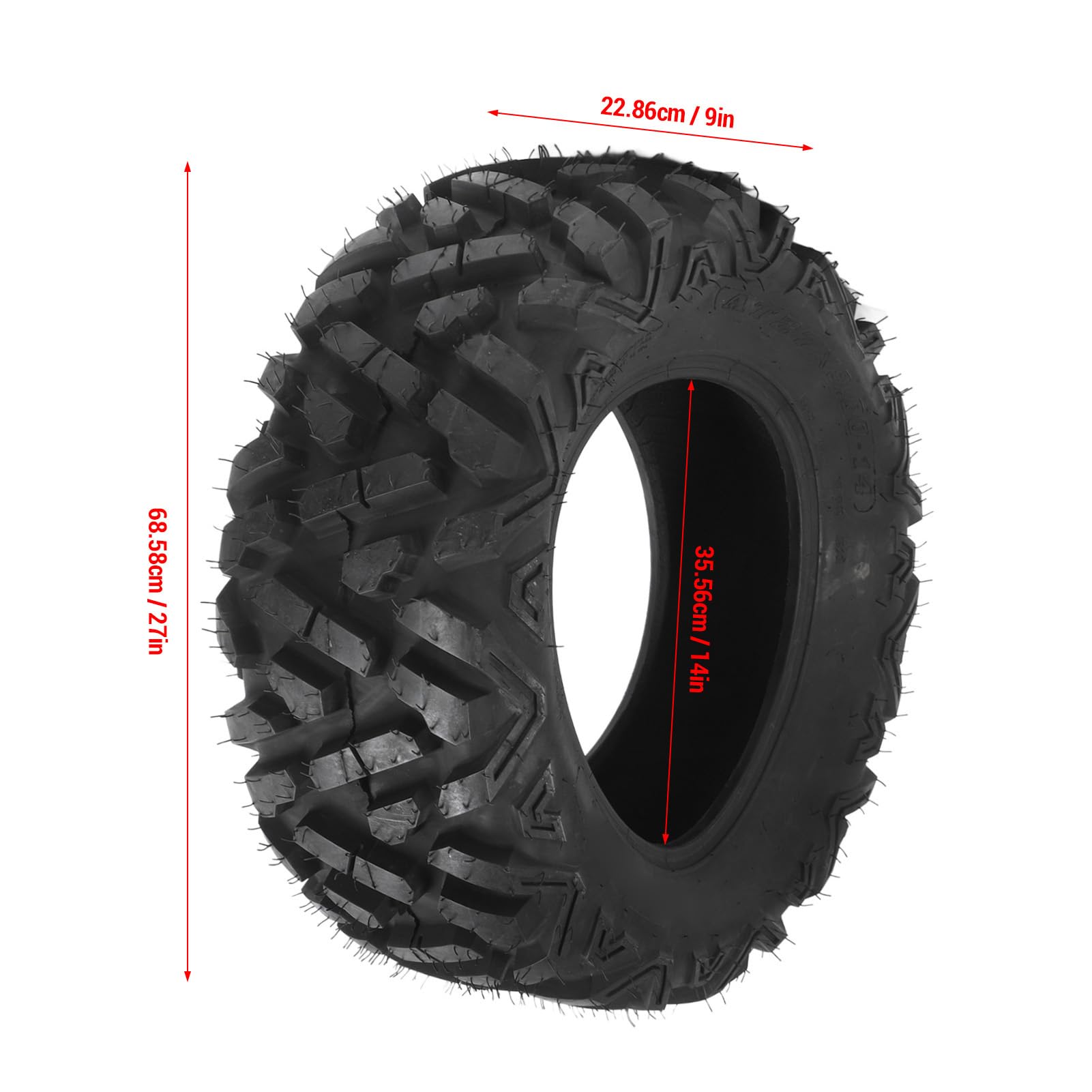 Luocute Neumático de Rueda ATV UTV 27x9-14, Neumático sin Cámara Todo Terreno Todoterreno de 6 Capas para Cortacésped ATV UTV SxS Cart Go Kart