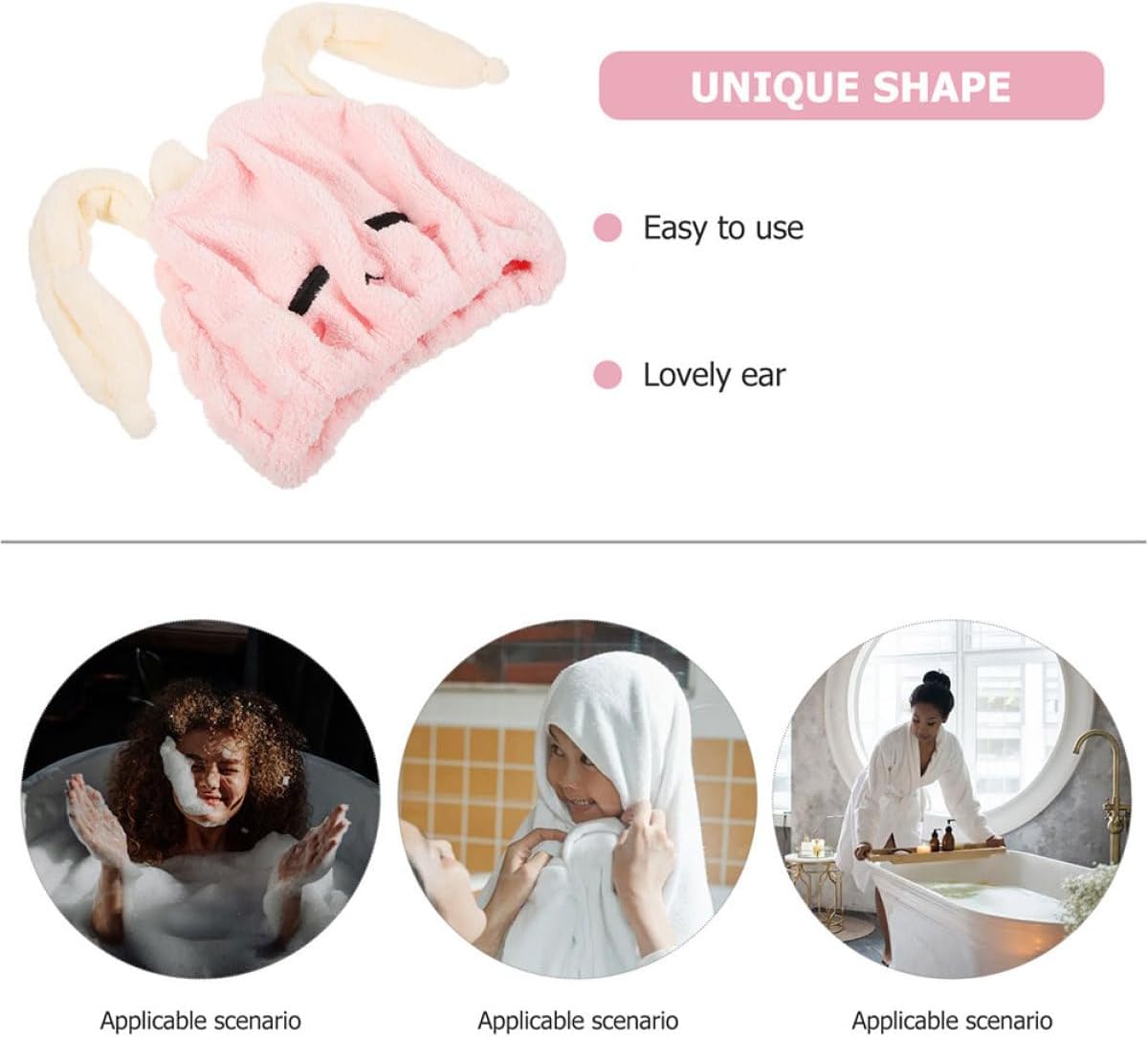 Abaodam 2pcs Super Absorbent Hair Towel Cap Thick Soft Microfiber Quick-Drying Hair Wrap for Bath Use
