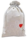 3 Geschenksäckchen - Leinensäckchen mit Text, Geburtstag, Hochzeit, Weihnachten, Geschenkverpackung für viele Anlässe - 30x20 cm - (Luftballons)