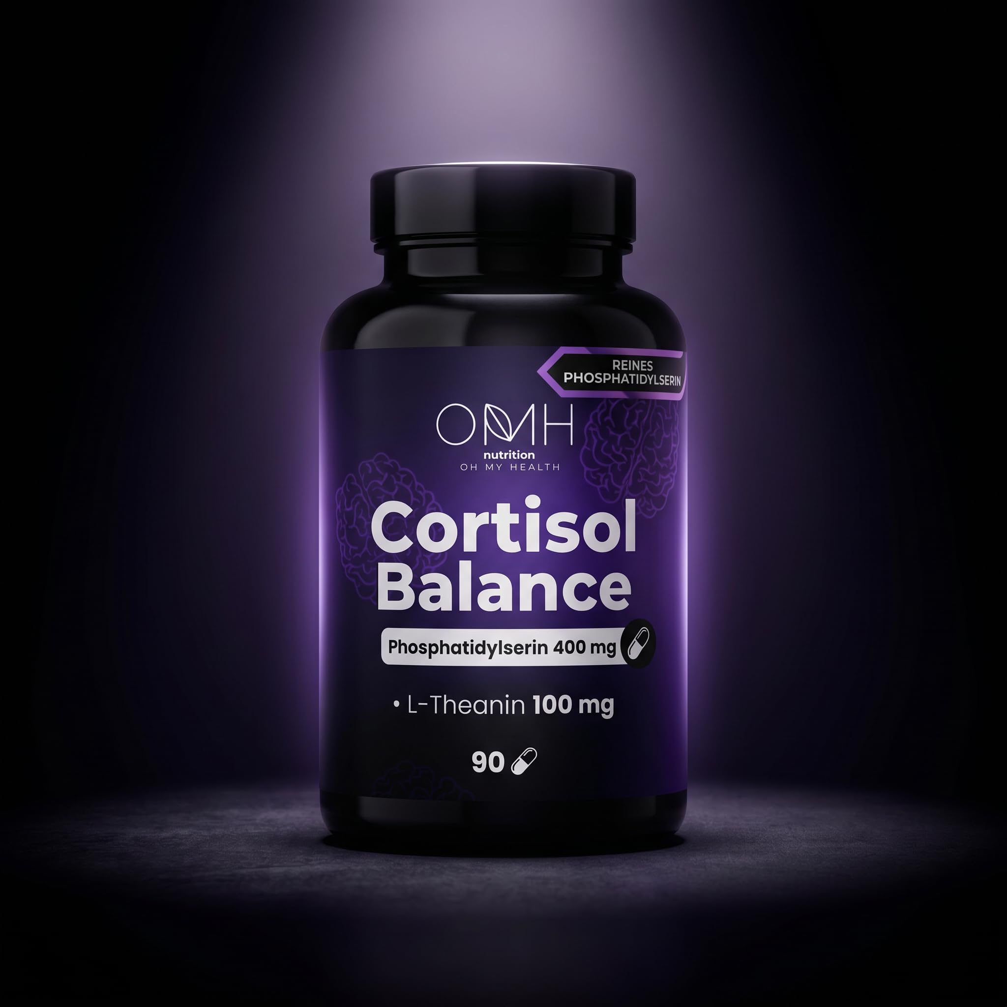 OMH Nutrition Balance Komplex Kapseln mit 400mg Phosphatidylserin + 100mg L-Theanin pro Tagesdosis – 90 Kapseln – Hochdosiert & Vegan – Premium Qualität