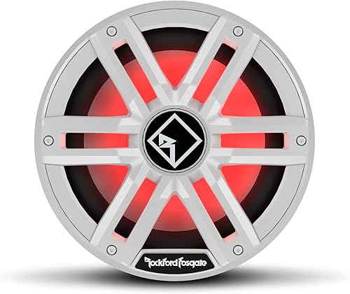 Rockford Fosgate M2D2-10S Color Optix 10 "DVC 2-Ohm Multicolor LED Iluminado Subwoofer marino para recinto sellado - Blanco/Acero inoxidable