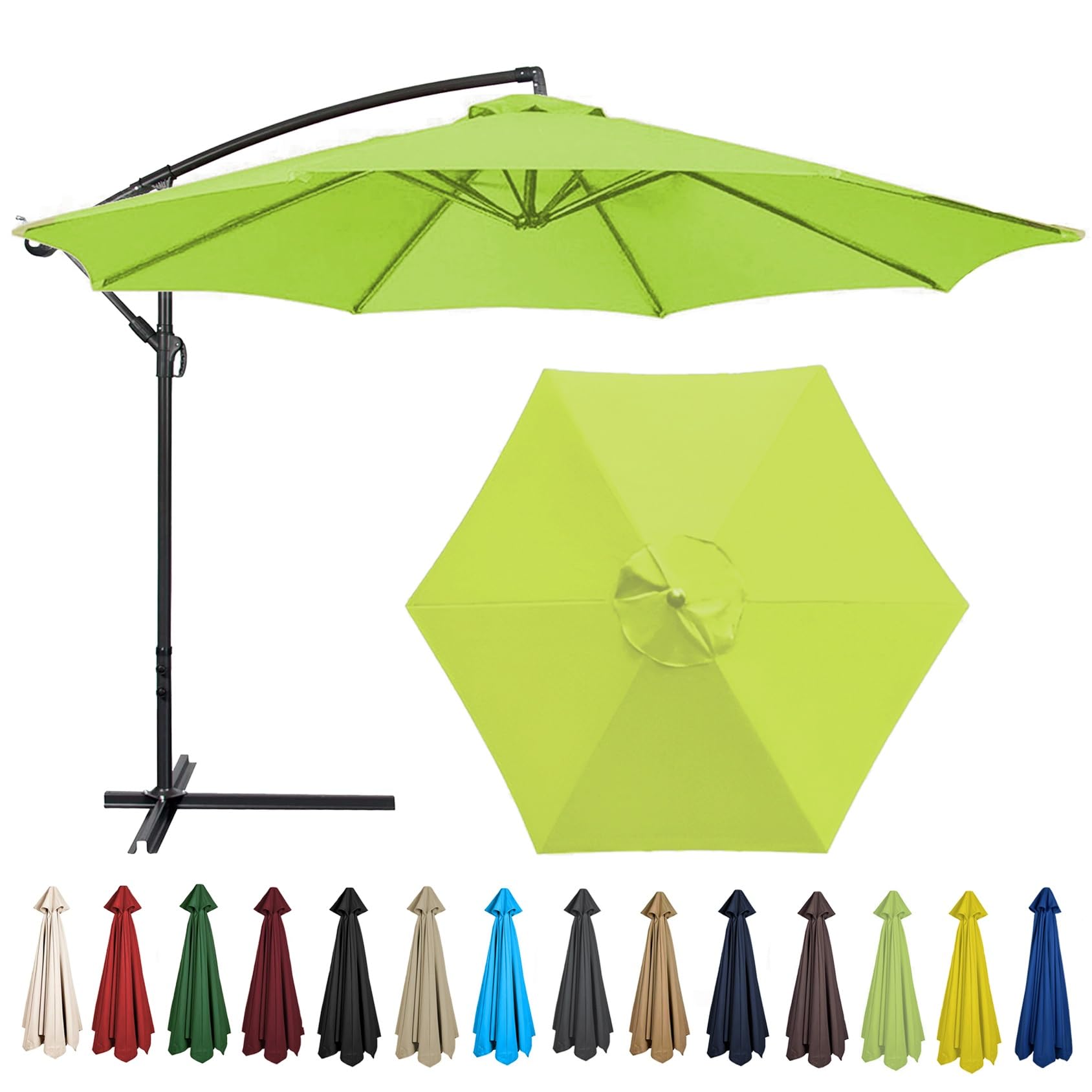 Replacement Parasol Canopy 200CM 2.7M 300CM + 6 Arms/8 Arms Replacement Parasol Fabric Cover For Garden Umbrella Waterproof Anti-ultraviolet Replacement Umbrella Cloth(Color:Grass green,Size:6 ribs-2. — image 1