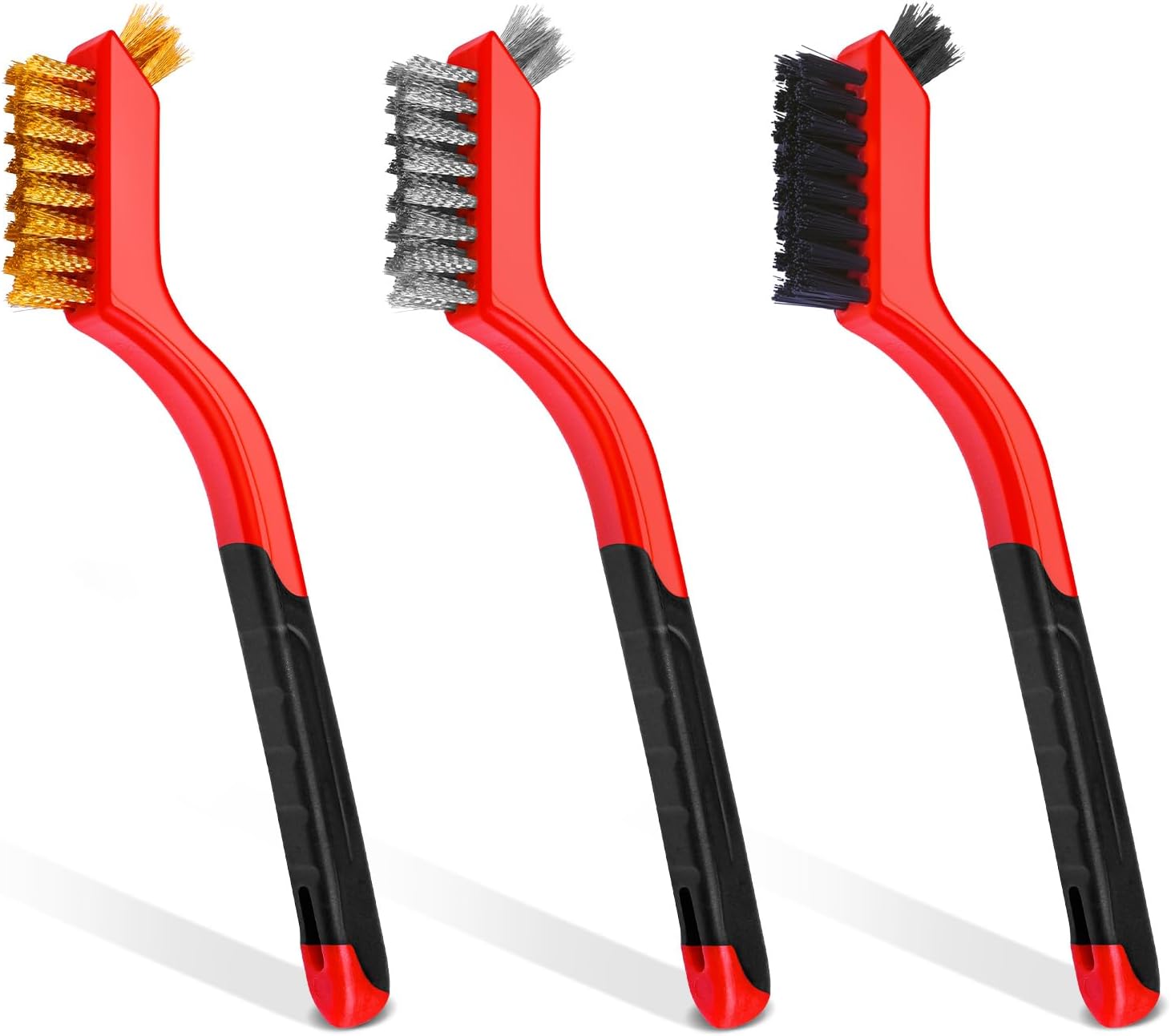 7-Inch Wire Brush Set For Cleaning Rust & Welding Slag - 6 Pack Stainless Steel & Nylon Brushes
