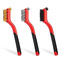 Vista 8 de Juego de cepillos de alambre, 6 cepillos de alambre de latón/acero inoxidable/nailon para limpieza con mango curvado para eliminación de óxido