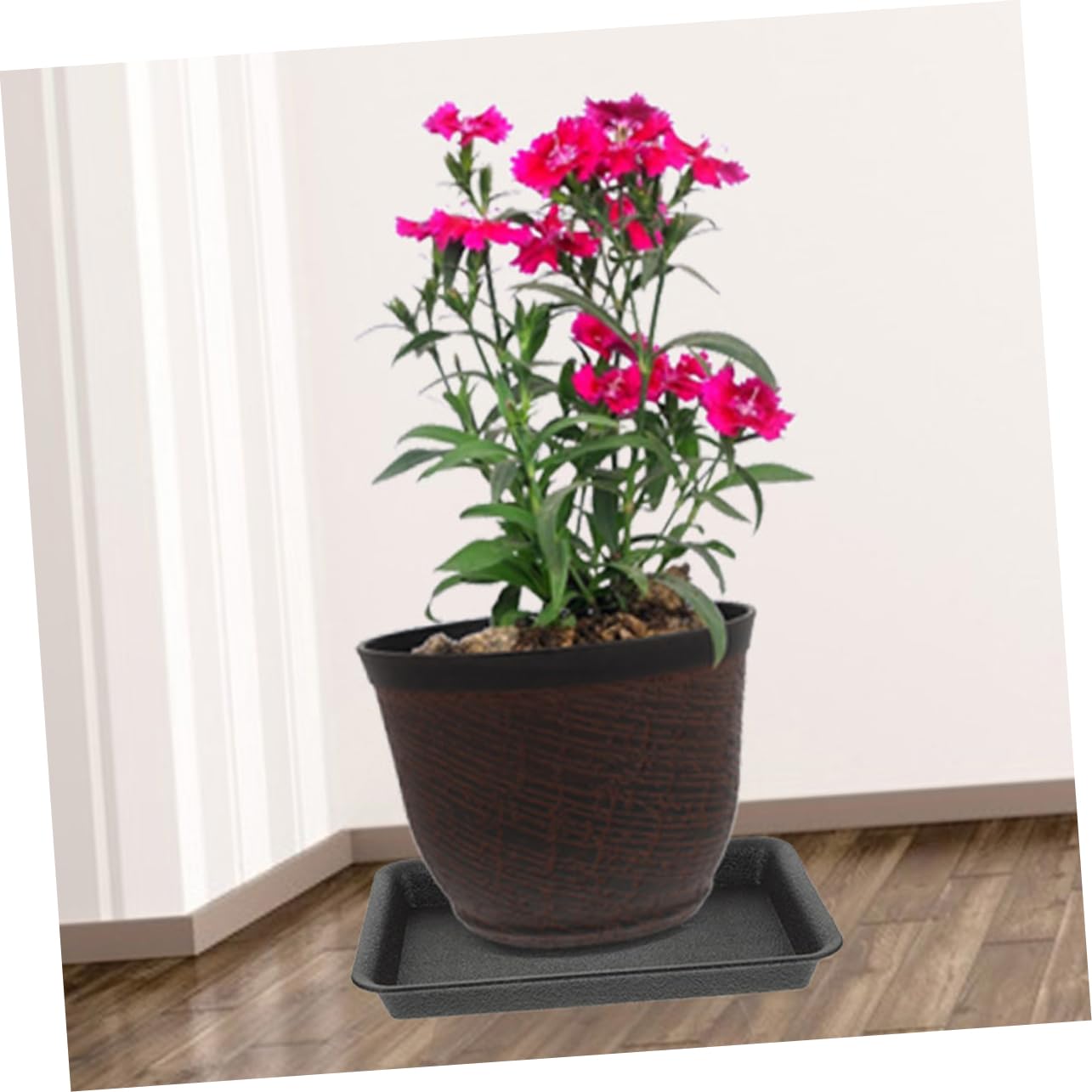 ifundom Set 8 Pezzi Sottovasi Rettangolari in Plastica Neri per Vaso e Bonsai, Resistenti e Impermeabili, per Uso Interno ed Esterno