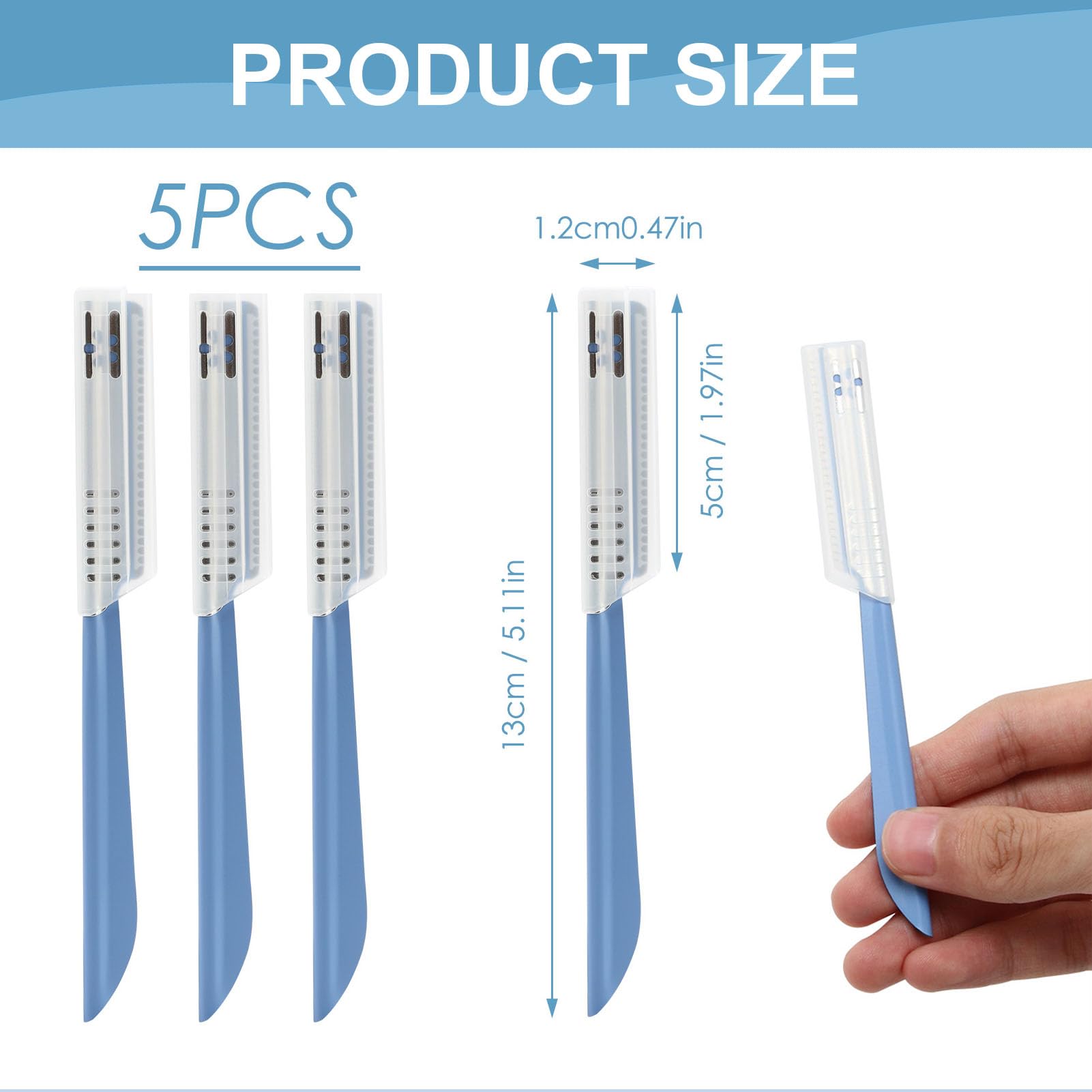5 PCS Beard Mustache Straight Edge Razor, Mens Beards Edgers Trimmer Shaping Tool Blade Eyebrow Stainless Steel Shaper - Image 2