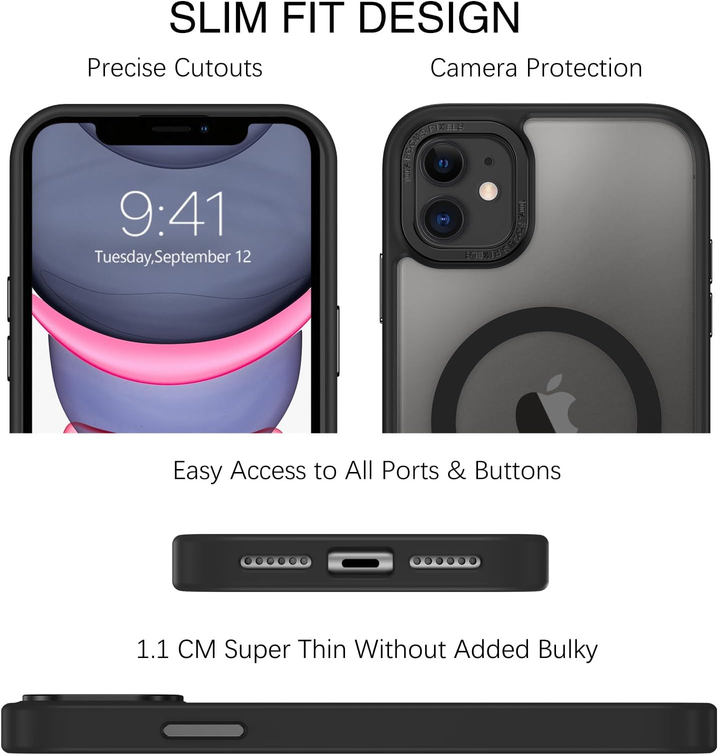 BENTOBEN iPhone 11 Magnetic Case, Translucent Matte Slim Shockproof Anti-Fingerprint Protective Cover for iPhone 11 6.1'' Black