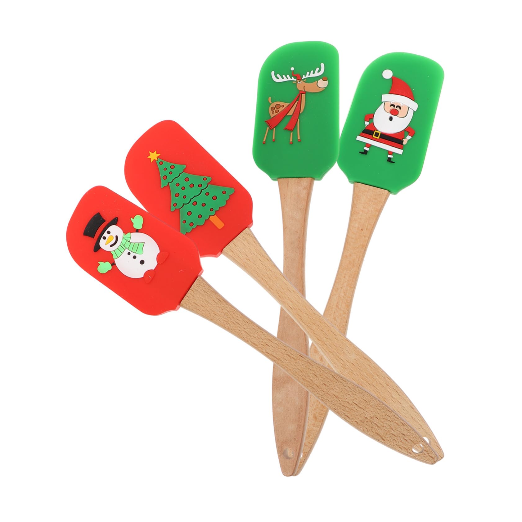 4piezas Raspadores De Silicona Para Crema y Mantequilla Utensilios De Cocina Para Hornear Herramientas De Repostería Navideñas Asortidos