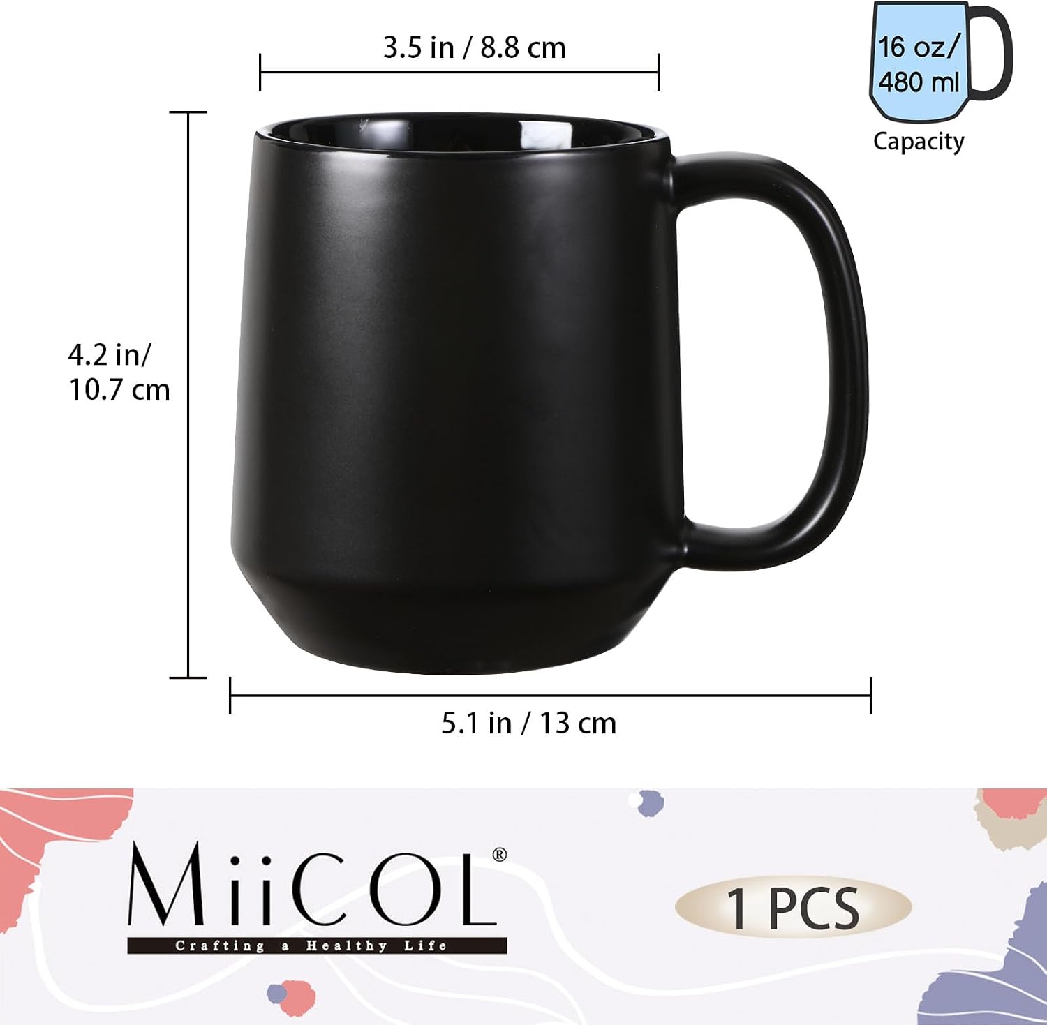 Miicol Ceramic Coffee Mug, 16 oz Large Coffee Cup, Tea Mug with Handle image 3