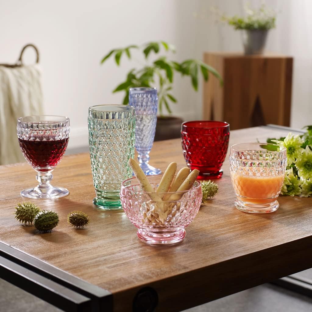 Villeroy & Boch Boston Coloured Dessert Bowl, 430 ml, Crystal Glass, Transparent/Pink, 11.4 x 11.4 x 8.1 cm