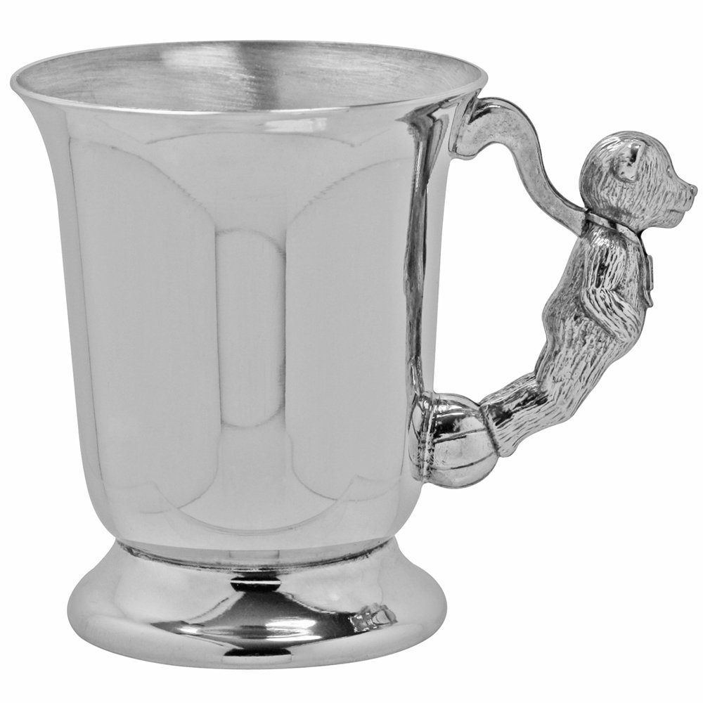 English Pewter Company Sheffield, England Women's Cream/Black English Pewter Company Teddy Bear Handle Christening Baptism Child's Cup [Bg14]