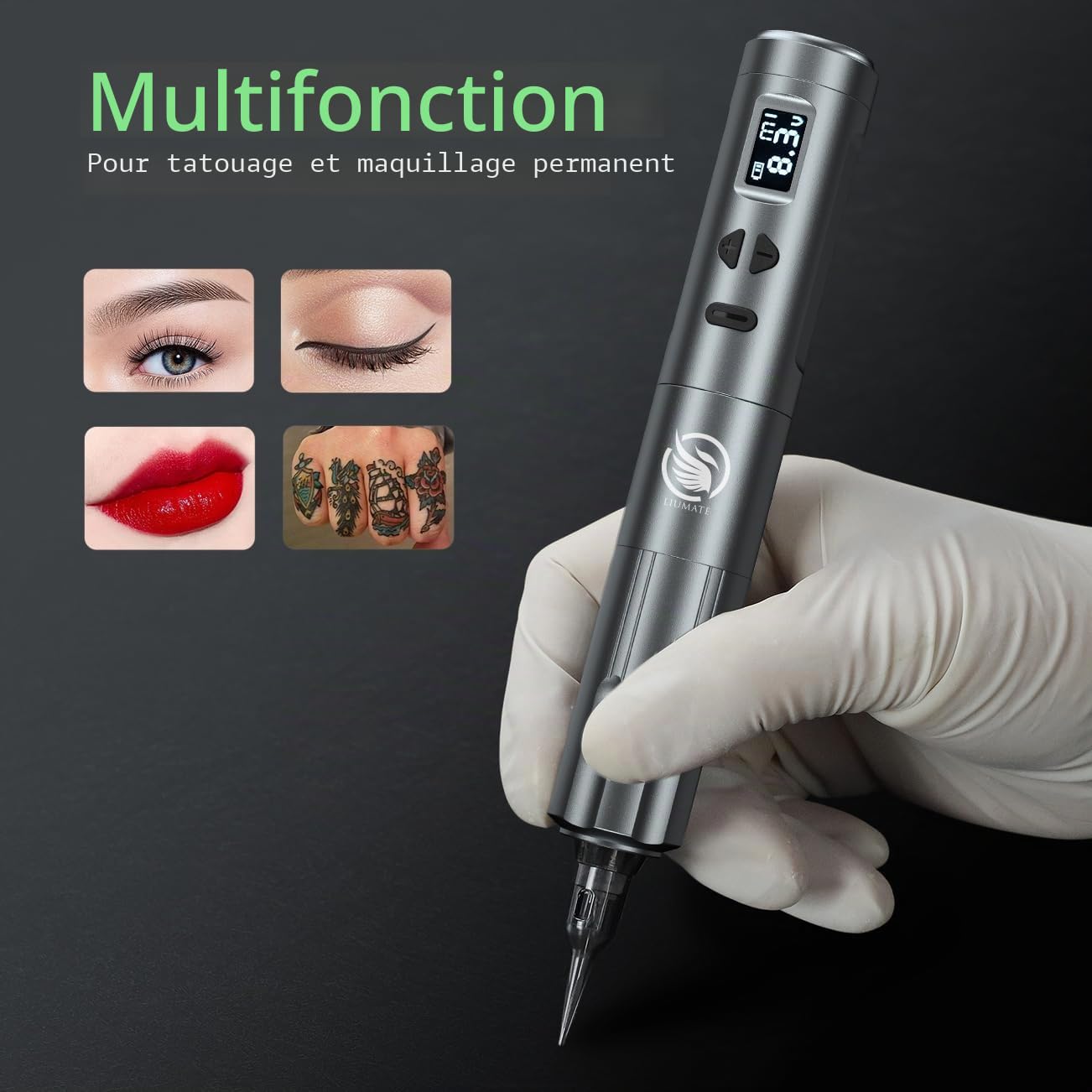 Wireless Permanent Makeup Machine with 2pcs Batteries 15pcs Cartridge Needles Professional Permanent Makeup Machine Kit for Eyeliner Lips Eyebrow for Beginners and Artists