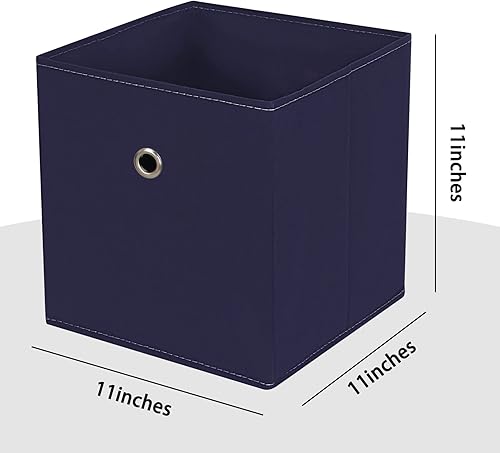 Miniatura 2 de NieEnjoy Cajas de almacenamiento negras plegables, cubos de tela de 11 pulgadas, organizadores de almacenamiento de tela con asas para el hogar,