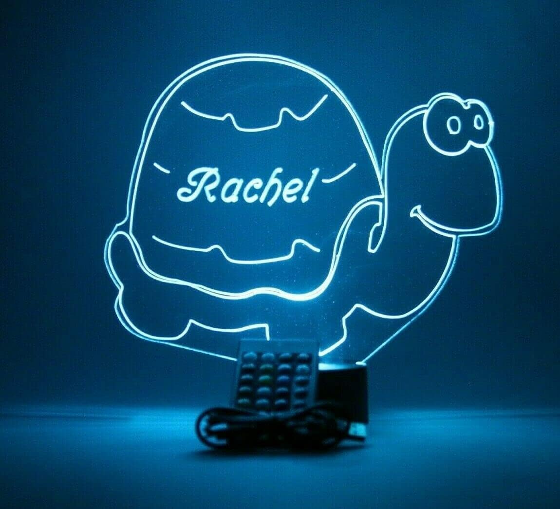 Turtle Light Up LED Personalized FREE Engraved Name Tortoise Name Night Light Desk Table Lamp Room Decor,16 Color Changing Options, Birthday, Christmas, Holiday Gift Idea, Made In America