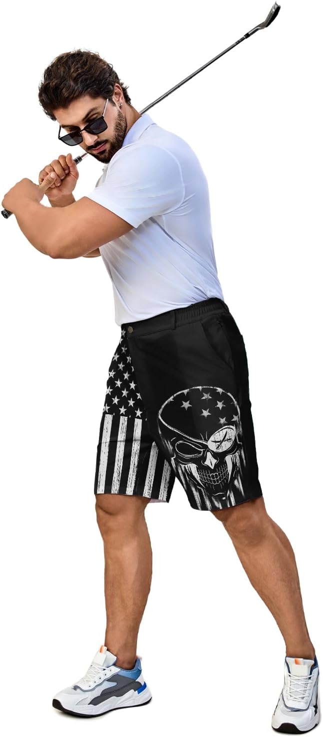 Funny Men's Golf Shorts Fun Work Polo Dress Short for Men Lightweight Quick Dry Multi-Pocket