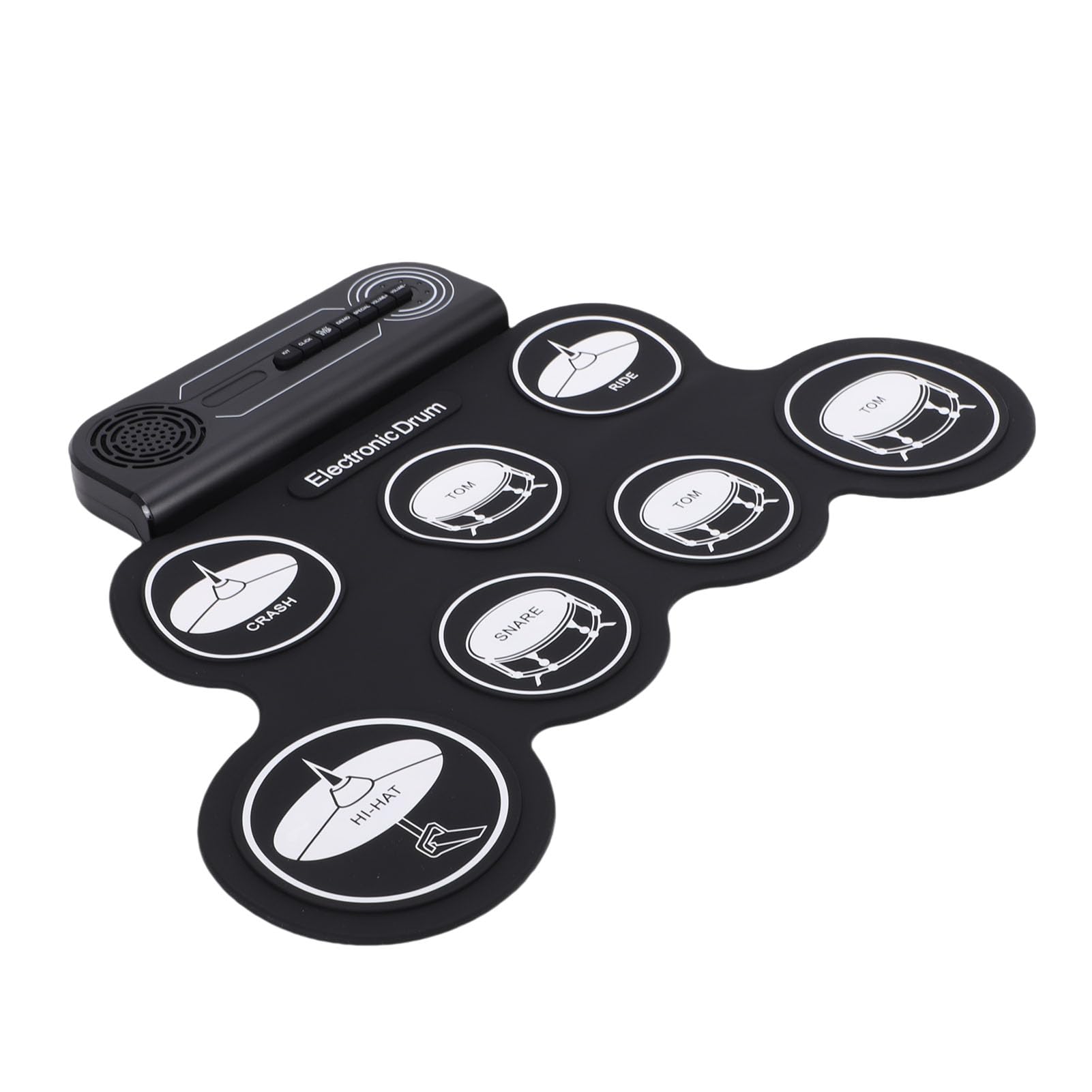 Set di batteria elettrica portatile arrotolabile per bambini, pad e bastoncini, modello bianco per gli appassionati di musica