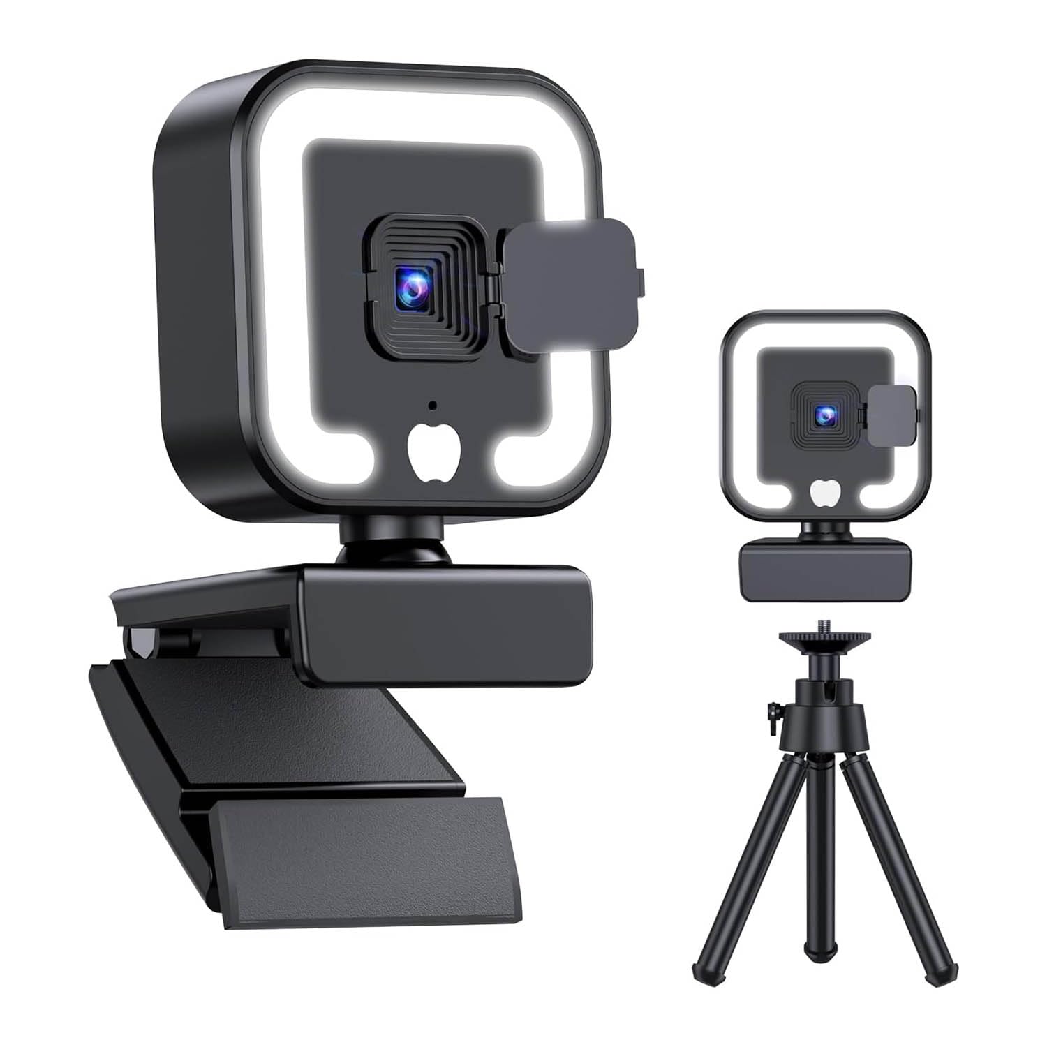 Webcam 4K con Microfono e Luce di Riempimento, Telecamera per Computer HD con Autofocus per Chiamate Video su PC, Laptop e Desktop, Lavorazione di Alta Qualità